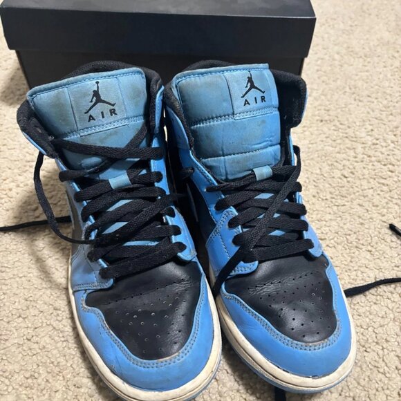 Nike Air Jordan 1 Mid Men's University Blue Black White (DQ8426-401) -- USED - Picture 3 of 5